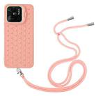 For Xiaomi Redmi 10C Honeycomb Radiating Holder TPU Phone Case with Lanyard(Pink) - 3