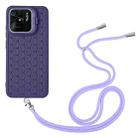 For Xiaomi Redmi 10C Honeycomb Radiating Holder TPU Phone Case with Lanyard(Purple) - 3