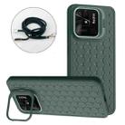 For Xiaomi Redmi 10C Honeycomb Radiating Holder TPU Phone Case with Lanyard(Green) - 1