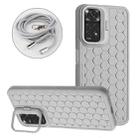 For Xiaomi Redmi Note 11 Pro Honeycomb Radiating Holder TPU Phone Case with Lanyard(Grey) - 1