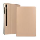 For Samsung Galaxy Tab S7 T870 (2020) Voltage Elastic Texture Horizontal Flip Leather Case with Holder(Local Gold) - 1