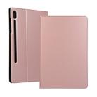 For Samsung Galaxy Tab S7 T870 (2020) Voltage Elastic Texture Horizontal Flip Leather Case with Holder(Rose Gold) - 1