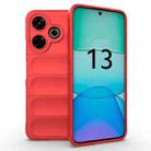 For Redmi 13 4G Global Magic Shield TPU + Flannel Phone Case(Red) - 1