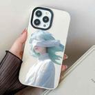 For iPhone 15 Pro Max Blindfold Girl PC Hybrid TPU Phone Case(White) - 1
