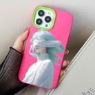 For iPhone 15 Pro Max Blindfold Girl PC Hybrid TPU Phone Case(Rose Red) - 1