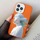 For iPhone 15 Pro Blindfold Girl PC Hybrid TPU Phone Case(Orange) - 1