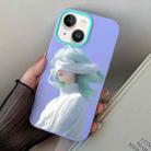 For iPhone 15 Blindfold Girl PC Hybrid TPU Phone Case(Purple) - 1