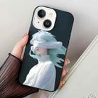 For iPhone 14 Blindfold Girl PC Hybrid TPU Phone Case(Black) - 1