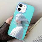 For iPhone 12 mini Blindfold Girl PC Hybrid TPU Phone Case(Sky Cyan) - 1