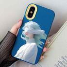 For iPhone X / XS Blindfold Girl PC Hybrid TPU Phone Case(Royal Blue) - 1