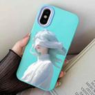 For iPhone X / XS Blindfold Girl PC Hybrid TPU Phone Case(Sky Cyan) - 1