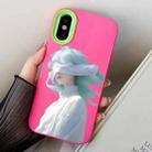 For iPhone X / XS Blindfold Girl PC Hybrid TPU Phone Case(Rose Red) - 1