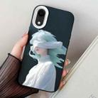 For iPhone XR Blindfold Girl PC Hybrid TPU Phone Case(Black) - 1