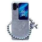 For OPPO Find N2 Flip PC Side Buckle+Ripples Glitter Paper Full Coverage Phone Case with Bracelet(Silver) - 1