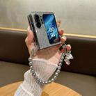 For OPPO Find N2 Flip PC Side Buckle+Ripples Glitter Paper Full Coverage Phone Case with Bracelet(Silver) - 2