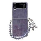 For Samsung Galaxy Z Flip3 5G / Flip4 PC Side Buckle+Ripples Glitter Paper Full Coverage Phone Case with Bracelet(Purple) - 1