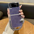 For Samsung Galaxy Z Flip3 5G / Flip4 PC Side Buckle+Ripples Glitter Paper Full Coverage Phone Case with Bracelet(Purple) - 2