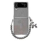 For Samsung Galaxy Z Flip3 5G / Flip4 PC Side Buckle+Ripples Glitter Paper Full Coverage Phone Case with Bracelet(Silver) - 1