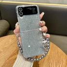 For Samsung Galaxy Z Flip3 5G / Flip4 PC Side Buckle+Ripples Glitter Paper Full Coverage Phone Case with Bracelet(Silver) - 2