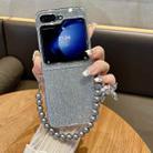 For Samsung Galaxy Z Flip5 PC Side Buckle+Ripples Glitter Paper Full Coverage Phone Case with Bracelet(Silver) - 2