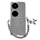 For Huawei P50 Pocket PC Side Buckle+Ripples Glitter Paper Full Coverage Phone Case with Bracelet(Silver) - 1