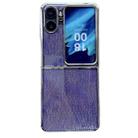 For OPPO Find N2 Flip PC Side Buckle+Ripples Glitter Paper Full Coverage Phone Case(Purple) - 1