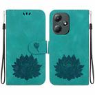 For Infinix Hot 30 Play X6835 Lotus Embossed Leather Phone Case(Green) - 1