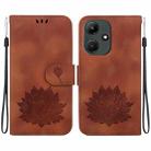 For Infinix Hot 30i X669C Lotus Embossed Leather Phone Case(Brown) - 1