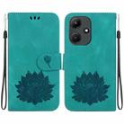 For Infinix Hot 30i X669C Lotus Embossed Leather Phone Case(Green) - 1