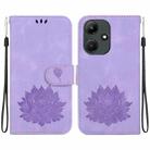 For Infinix Hot 30i X669C Lotus Embossed Leather Phone Case(Purple) - 1