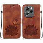 For Infinix Hot 40 / 40 Pro Lotus Embossed Leather Phone Case(Brown) - 1