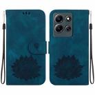 For Infinix Note 30i Lotus Embossed Leather Phone Case(Dark Blue) - 1