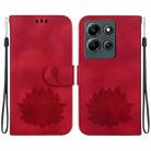 For Infinix Note 30i Lotus Embossed Leather Phone Case(Red) - 1