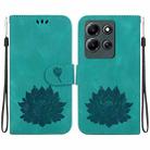 For Infinix Note 30i Lotus Embossed Leather Phone Case(Green) - 1