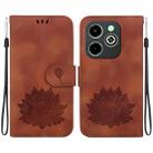For Infinix Hot 40i Lotus Embossed Leather Phone Case(Brown) - 1