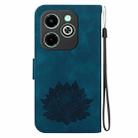 For Infinix Hot 40i Lotus Embossed Leather Phone Case(Dark Blue) - 3