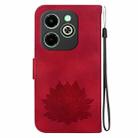 For Infinix Hot 40i Lotus Embossed Leather Phone Case(Red) - 3