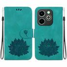 For Infinix Hot 40i Lotus Embossed Leather Phone Case(Green) - 1