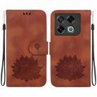 For Infinix GT 20 Pro Lotus Embossed Leather Phone Case(Brown) - 1