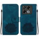 For Infinix GT 20 Pro Lotus Embossed Leather Phone Case(Dark Blue) - 1