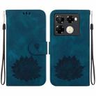 For Infinix Note 40 Pro+ Lotus Embossed Leather Phone Case(Dark Blue) - 1