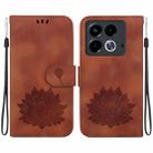 For Infinix Note 40 4G Lotus Embossed Leather Phone Case(Brown) - 1