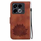 For Infinix Note 40 4G Lotus Embossed Leather Phone Case(Brown) - 3