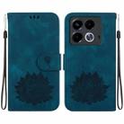 For Infinix Note 40 4G Lotus Embossed Leather Phone Case(Dark Blue) - 1