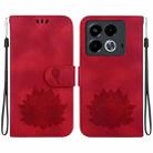 For Infinix Note 40 4G Lotus Embossed Leather Phone Case(Red) - 1