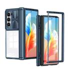 For Samsung Galaxy Z Fold6 5G Transparent Tempered Glass Shockproof Folding Phone Case with Hinge(Navy Blue) - 1