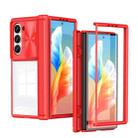 For Samsung Galaxy Z Fold6 5G Transparent Tempered Glass Shockproof Folding Phone Case with Hinge(Red) - 1