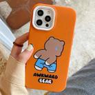 For iPhone 15 Pro Max Awkward Bear PC Hybrid TPU Phone Case(Orange) - 1