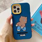 For iPhone 15 Pro Awkward Bear PC Hybrid TPU Phone Case(Royal Blue) - 1