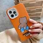 For iPhone 15 Awkward Bear PC Hybrid TPU Phone Case(Orange) - 2
